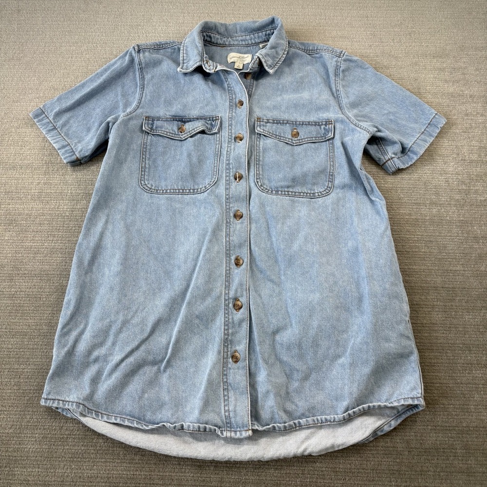 Universal Thread Denim Dress Women M Light Wash Mini Button Pockets Rodeo